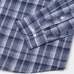Morlae Navy Blue Linen Blend Check Shirt - John Ellies