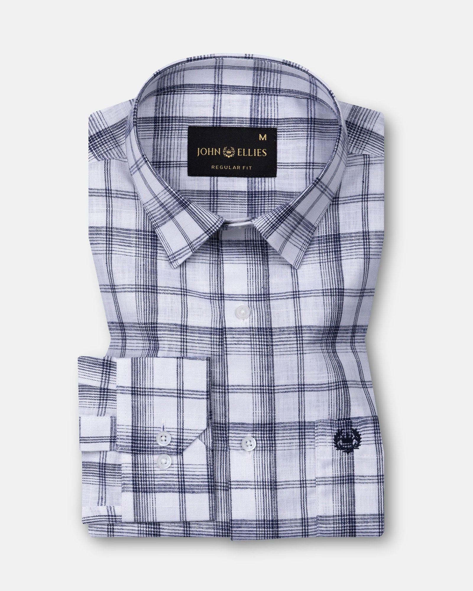 Morlae White Linen Blend Check Shirt - John Ellies