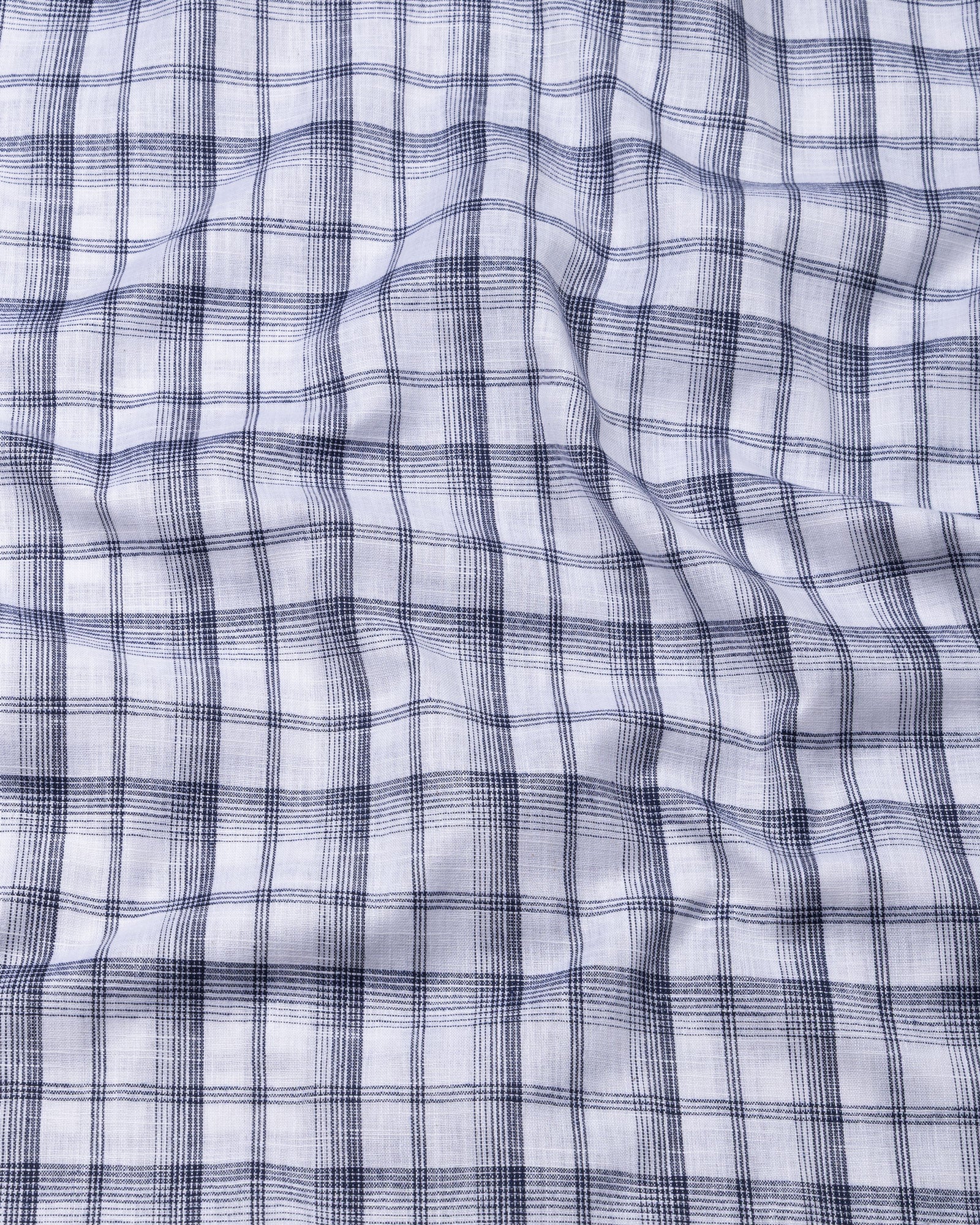 Morlae White Linen Blend Check Shirt - John Ellies