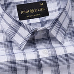 Morlae White Linen Blend Check Shirt - John Ellies