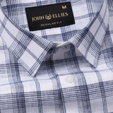 Morlae White Linen Blend Check Shirt - John Ellies