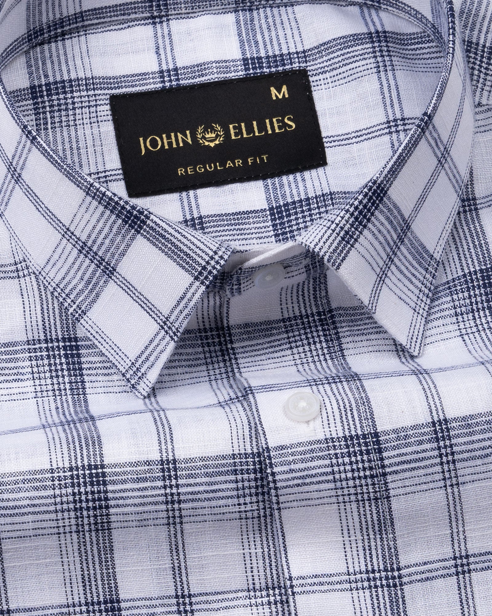 Morlae White Linen Blend Check Shirt - John Ellies