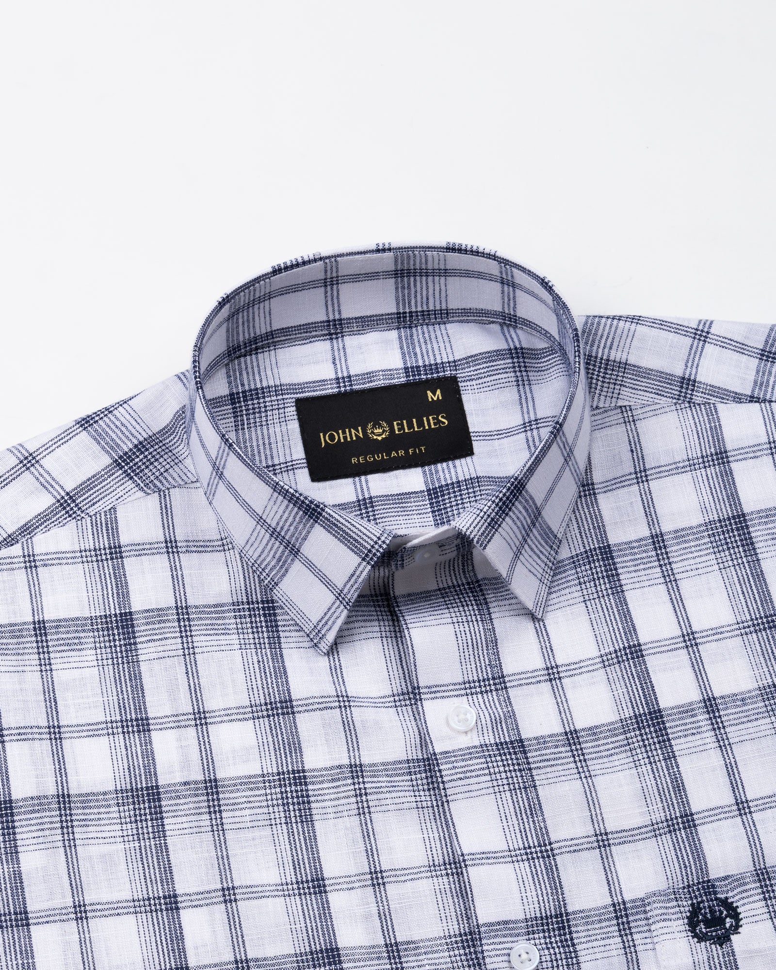 Morlae White Linen Blend Check Shirt - John Ellies