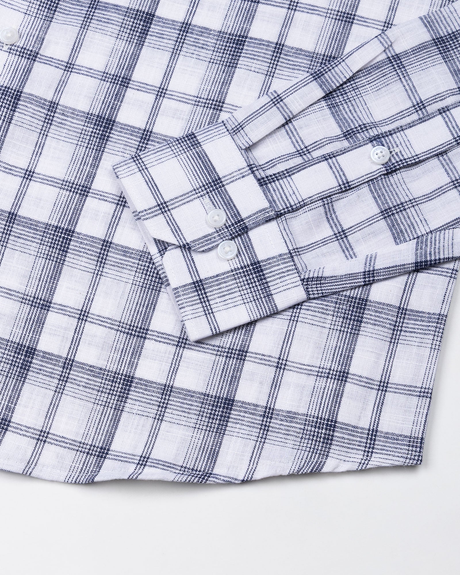 Morlae White Linen Blend Check Shirt - John Ellies