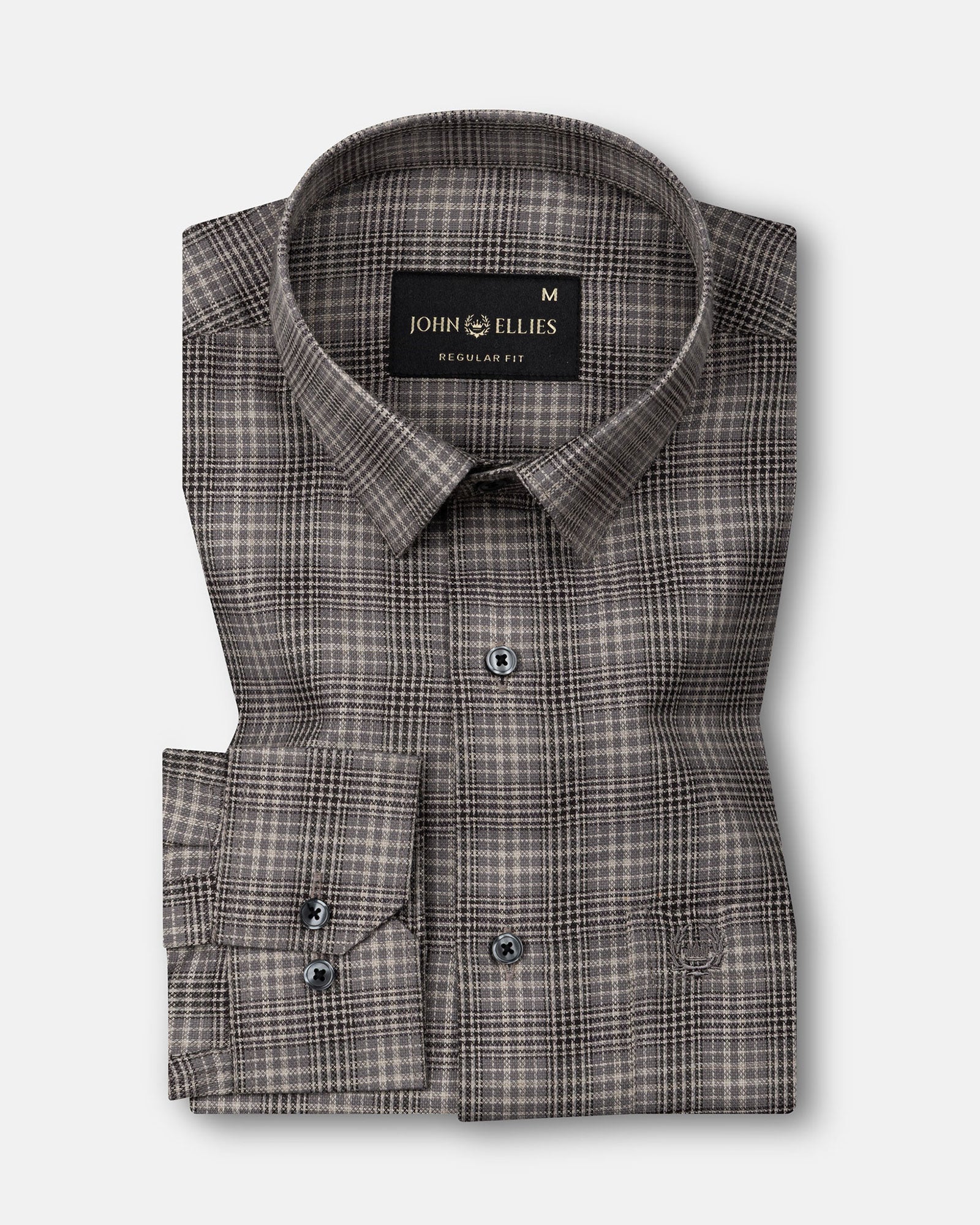 Morlae Brown Cotton Check Shirt - John Ellies