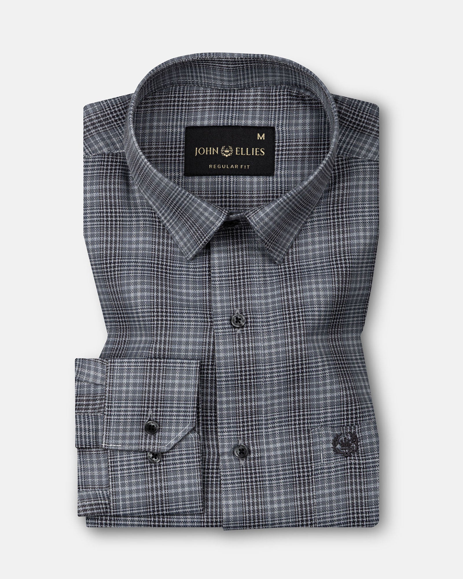 Morlae Grey Cotton Check Shirt - John Ellies