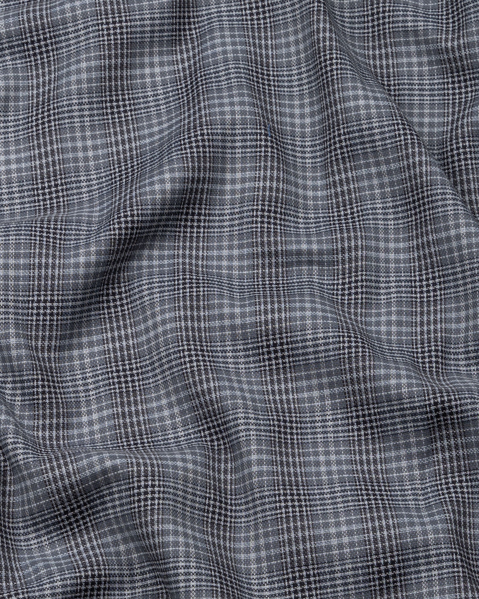 Morlae Grey Cotton Check Shirt - John Ellies