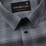 Morlae Grey Cotton Check Shirt - John Ellies