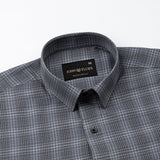 Morlae Grey Cotton Check Shirt - John Ellies
