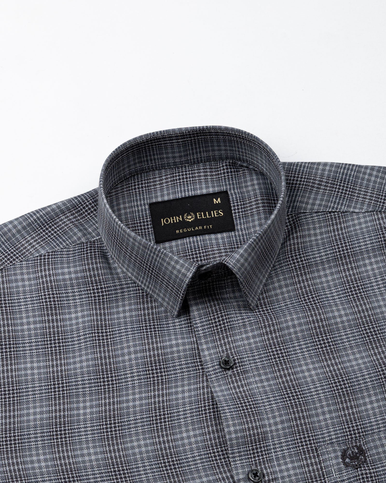 Morlae Grey Cotton Check Shirt - John Ellies