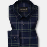 Morlae Blue Cotton Check Shirt - John Ellies