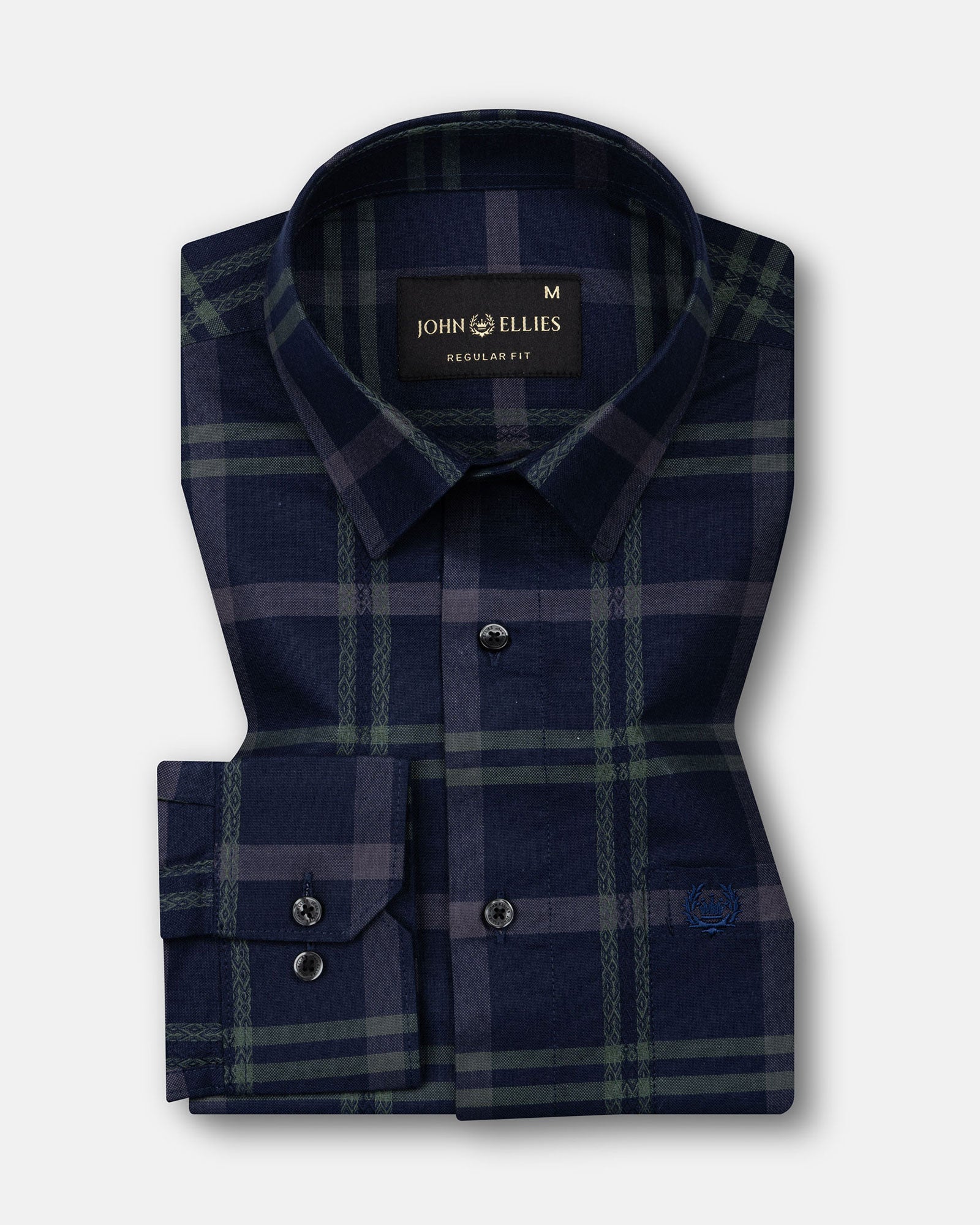 Morlae Blue Cotton Check Shirt - John Ellies