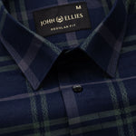 Morlae Blue Cotton Check Shirt - John Ellies