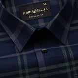 Morlae Blue Cotton Check Shirt - John Ellies