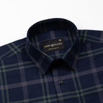 Morlae Blue Cotton Check Shirt - John Ellies