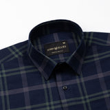 Morlae Blue Cotton Check Shirt - John Ellies