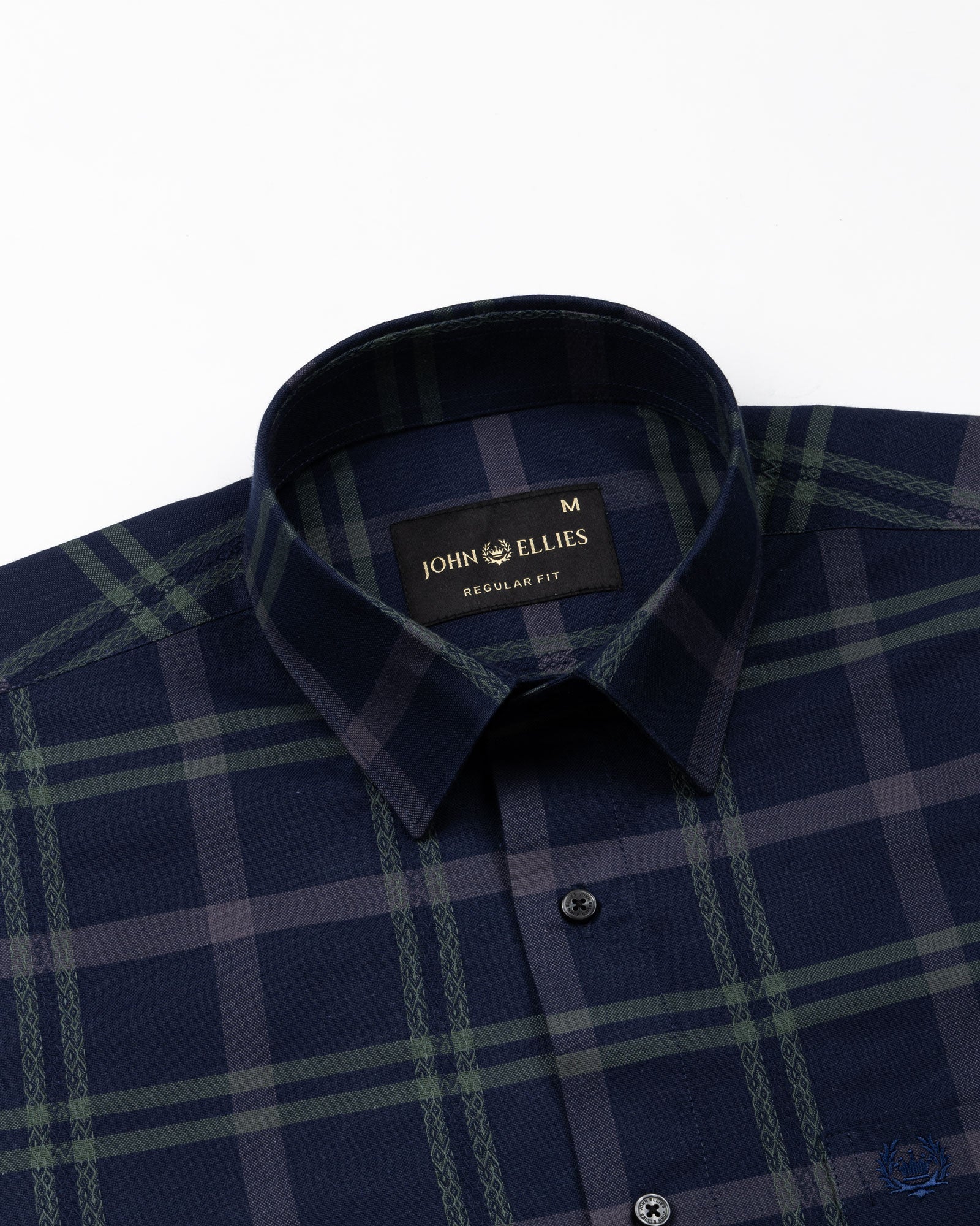 Morlae Blue Cotton Check Shirt - John Ellies