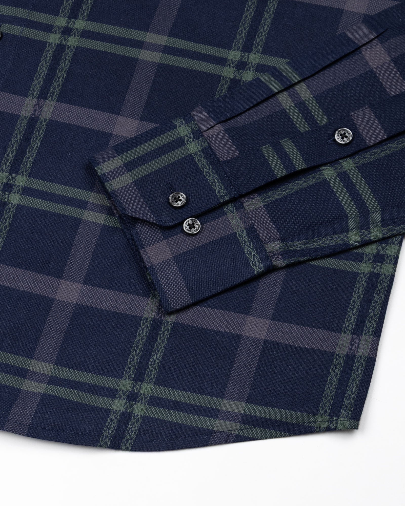 Morlae Blue Cotton Check Shirt - John Ellies
