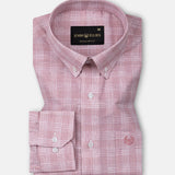 Tickop Pink Check Button Down Linen Shirt - John Ellies