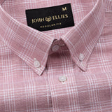 Tickop Pink Check Button Down Linen Shirt - John Ellies