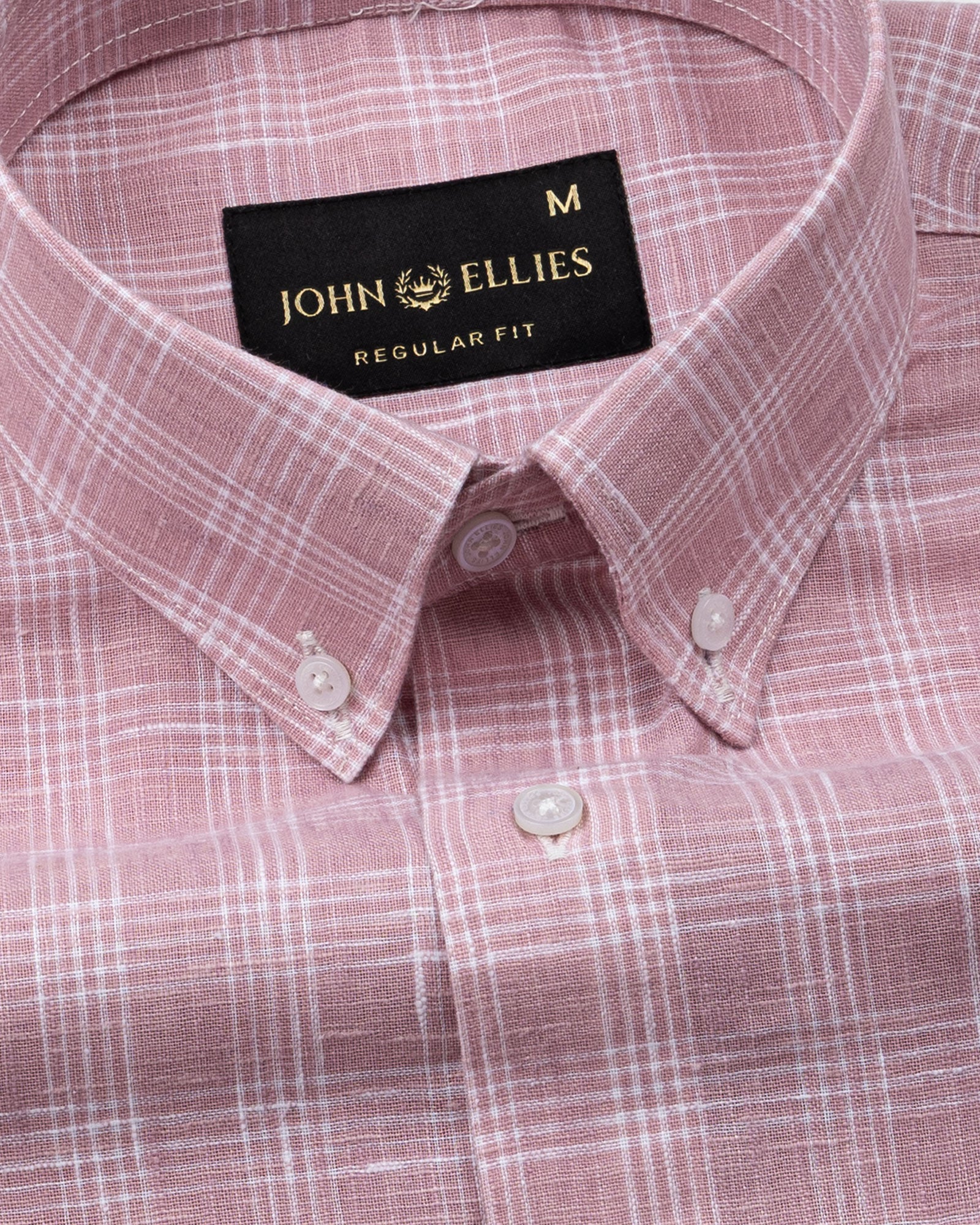 Tickop Pink Check Button Down Linen Shirt - John Ellies