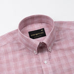Tickop Pink Check Button Down Linen Shirt - John Ellies
