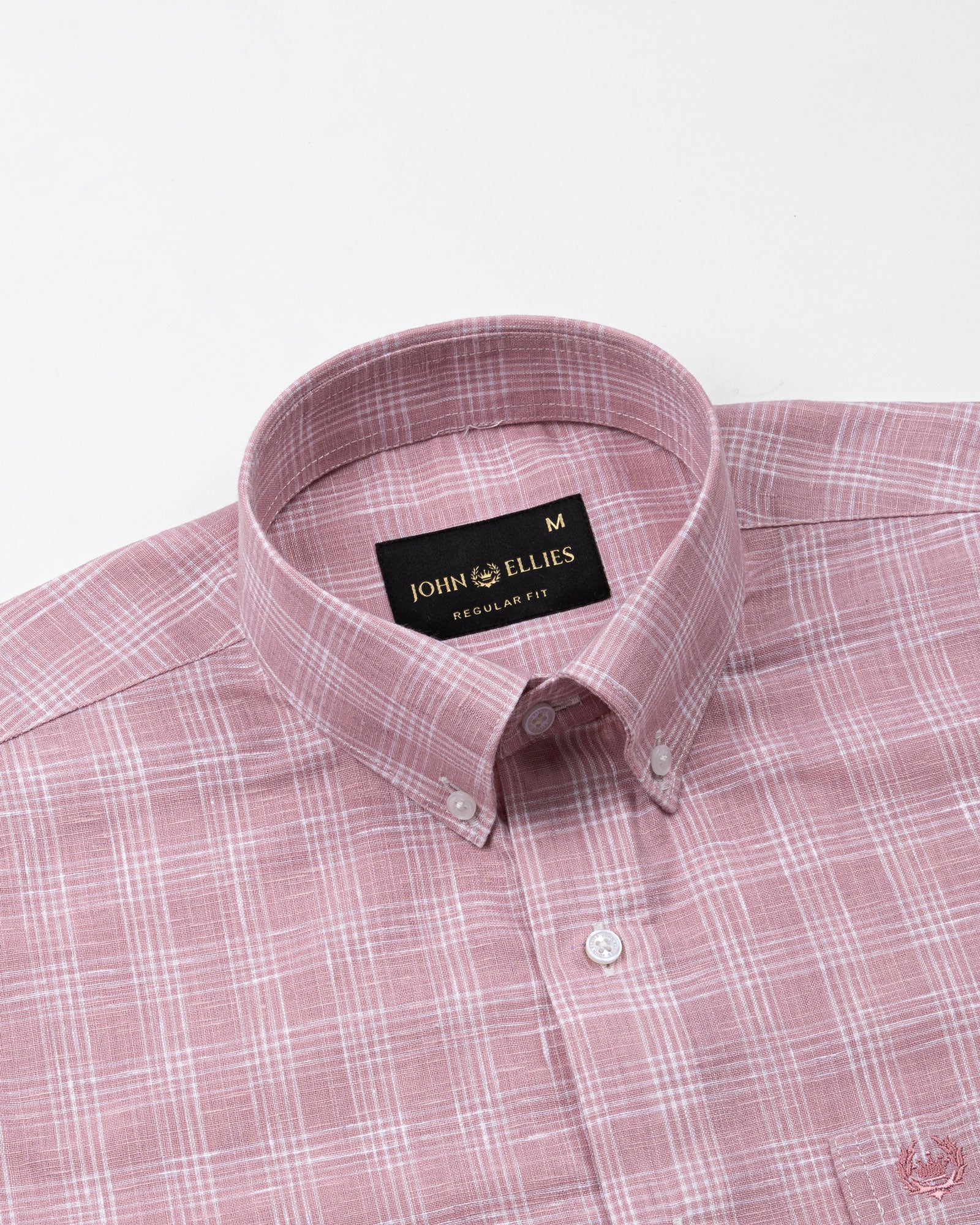 Tickop Pink Check Button Down Linen Shirt - John Ellies