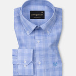 Tickop Blue Check Button Down Linen Shirt - John Ellies
