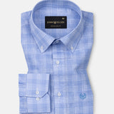 Tickop Blue Check Button Down Linen Shirt - John Ellies
