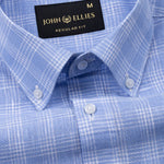 Tickop Blue Check Button Down Linen Shirt - John Ellies