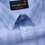 Tickop Blue Check Button Down Linen Shirt - John Ellies