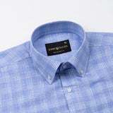 Tickop Blue Check Button Down Linen Shirt - John Ellies