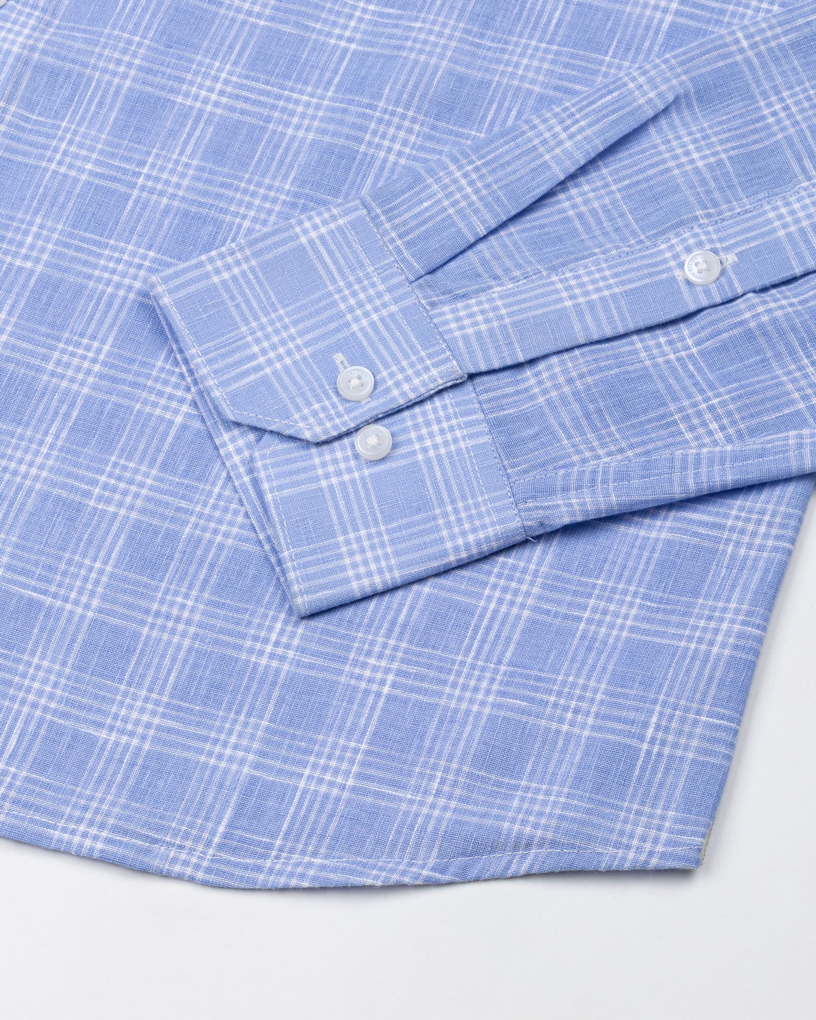 Tickop Blue Check Button Down Linen Shirt - John Ellies