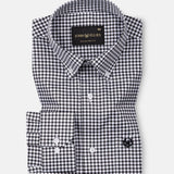 Emblem Black Check Button Down Cotton Shirt - John Ellies