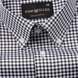 Emblem Black Check Button Down Cotton Shirt - John Ellies