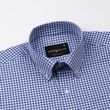 Emblem Blue Check Button Down Cotton Shirt - John Ellies