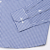 Emblem Blue Check Button Down Cotton Shirt - John Ellies