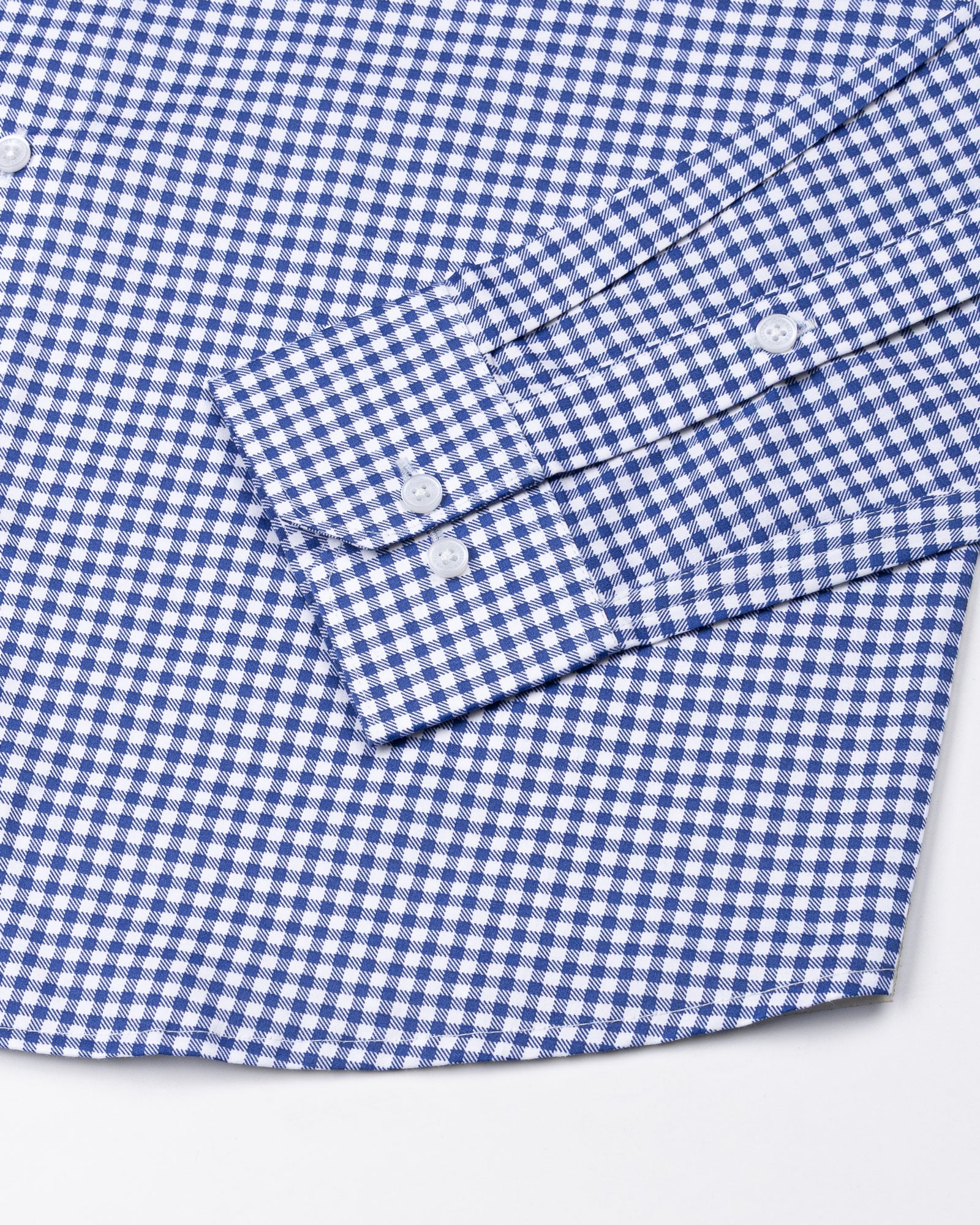 Emblem Blue Check Button Down Cotton Shirt - John Ellies