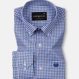 Emblem Blue Check Button Down Cotton Shirt