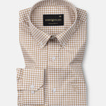 Emblem Brown Check Button Down Cotton Shirt - John Ellies