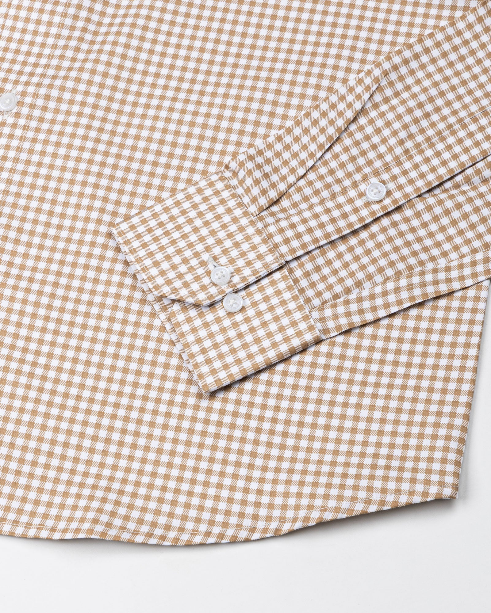 Emblem Brown Check Button Down Cotton Shirt - John Ellies