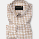 Brule Brown Houndstooth Check Cotton Shirt - John Ellies