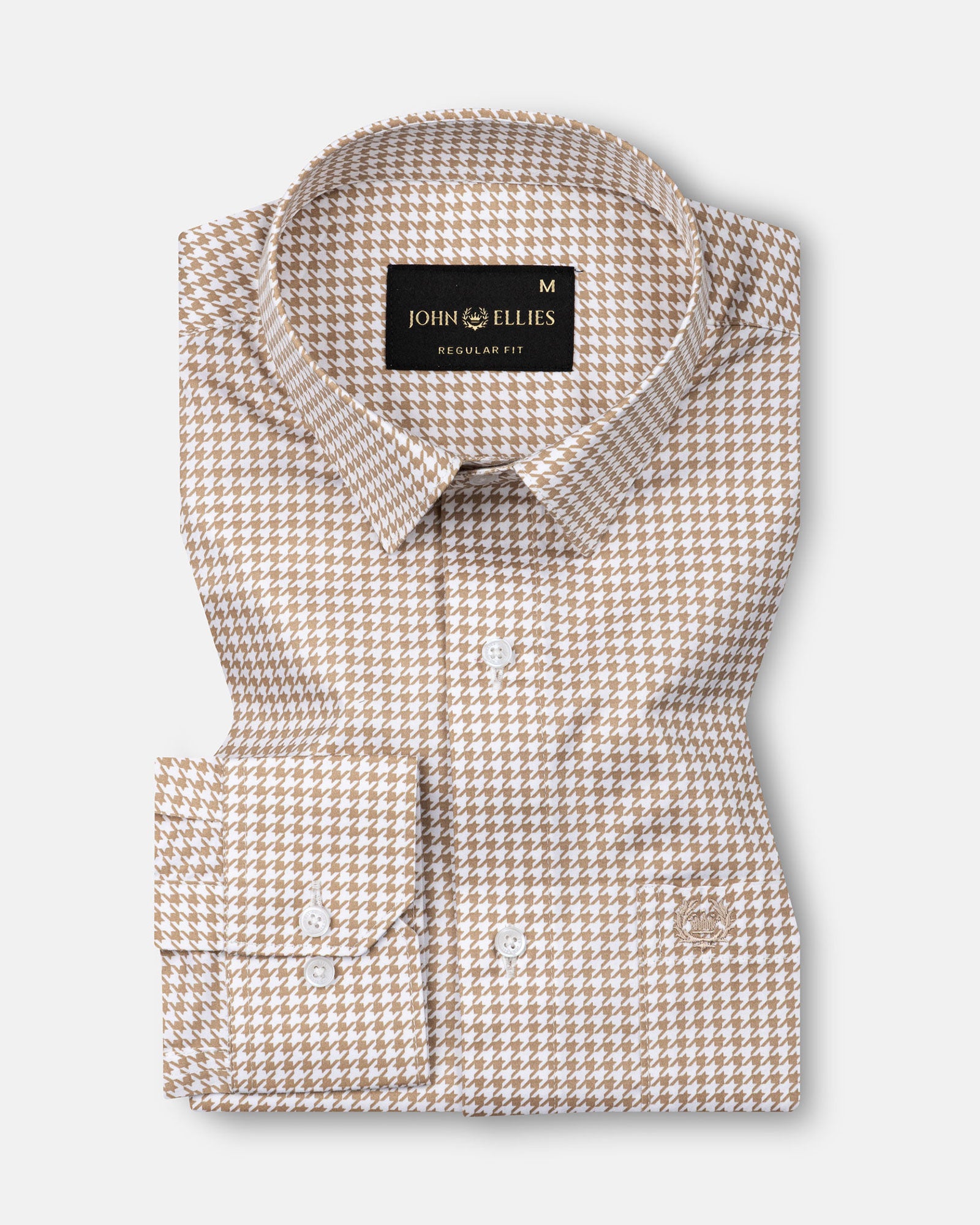 Brule Brown Houndstooth Check Cotton Shirt - John Ellies