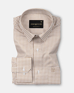 Brule Brown Houndstooth Check Cotton Shirt - John Ellies