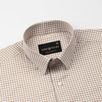 Brule Brown Houndstooth Check Cotton Shirt - John Ellies
