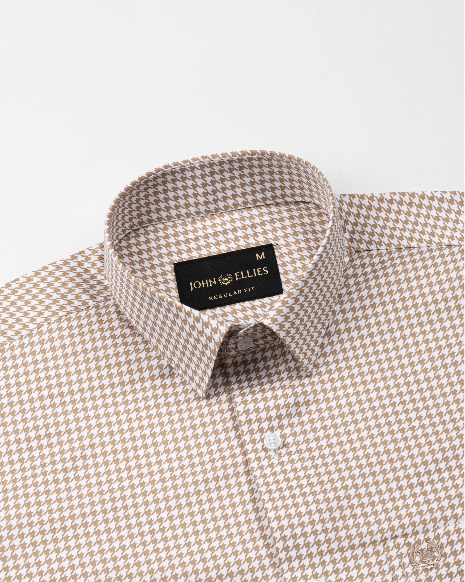 Brule Brown Houndstooth Check Cotton Shirt - John Ellies