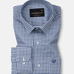 Brule Blue Houndstooth Check Cotton Shirt - John Ellies