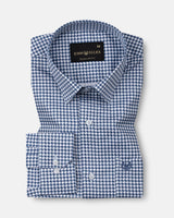 Brule Blue Houndstooth Check Cotton Shirt