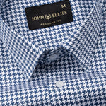 Brule Blue Houndstooth Check Cotton Shirt - John Ellies