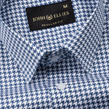 Brule Blue Houndstooth Check Cotton Shirt - John Ellies